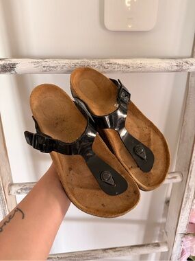 Birkenstock Gizeh Toe Post Slide Sandal Shoes Black Women’s Size 38 US 7.5/8